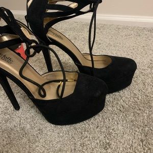 Black, platform, almond toe stilettos